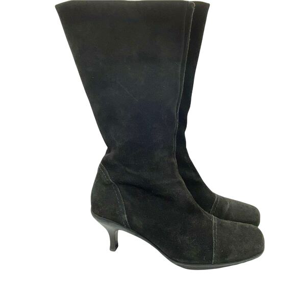 La CANADIENNE Shoes - Kitten Heel Boots Vintage La Canadienne Women's Black Suede Square Toe sz 10 M